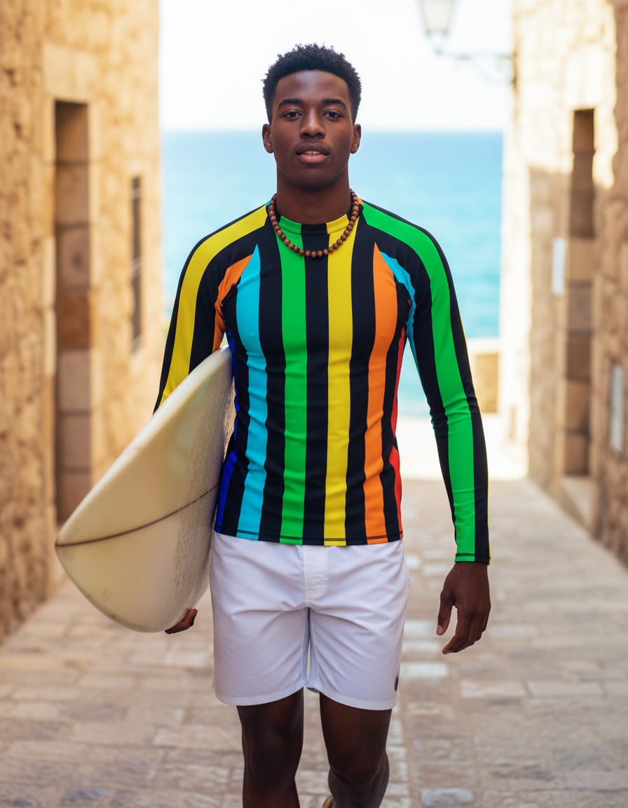 Men's Rainbow Patterns — Wikimedia (Pattern rainbow stripes frameless.svg) rashguard