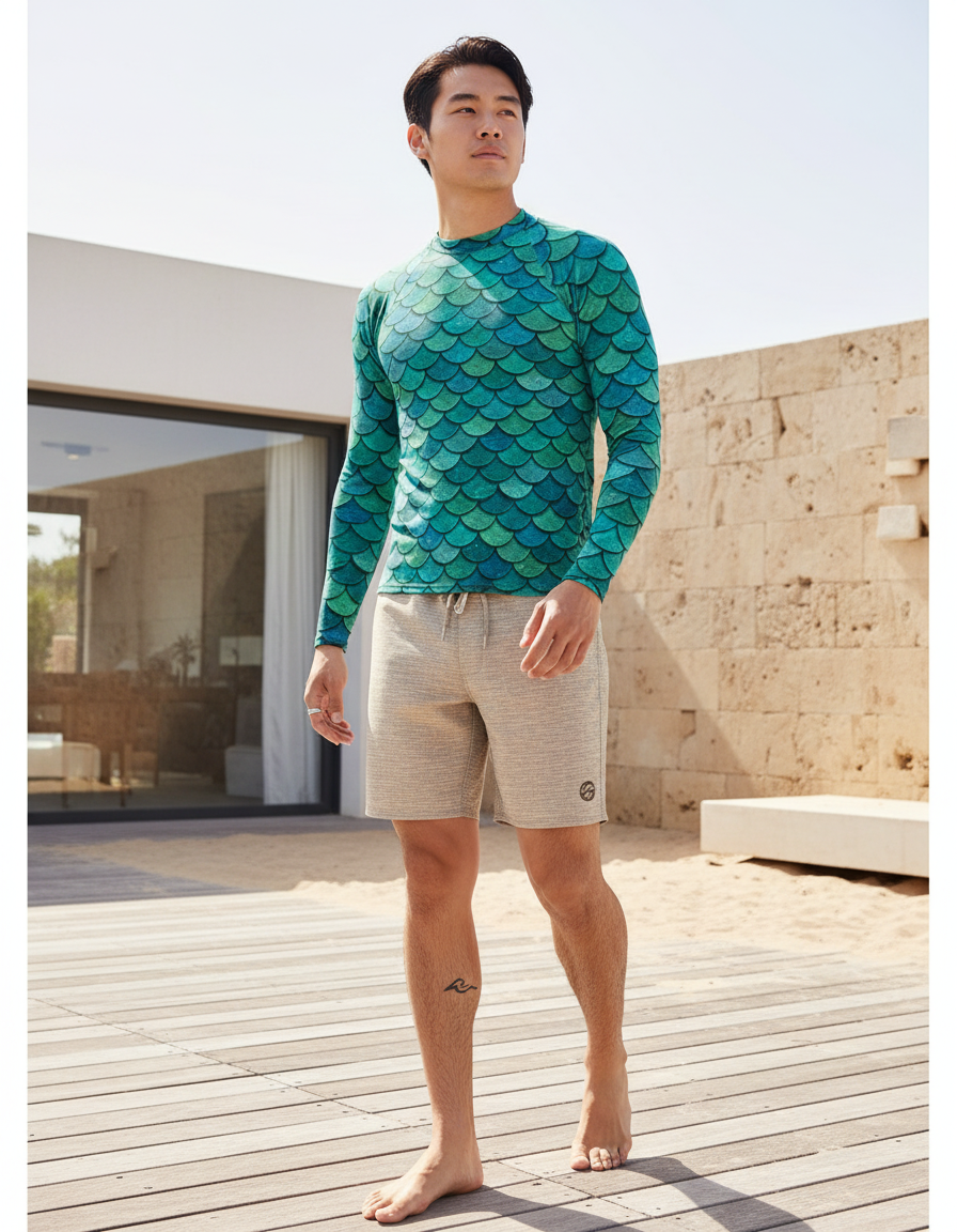 Men's Mermaid Scale rashguard