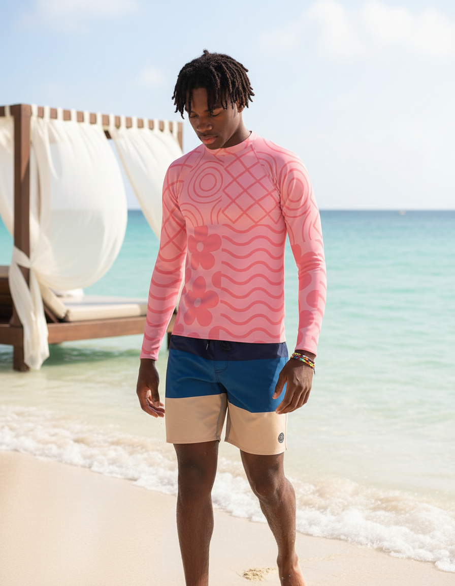 Men's Pink Graphic Patterns rashguard