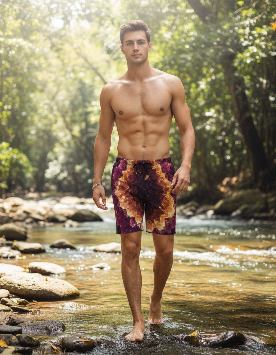 Men's Swim Trunks in Vein