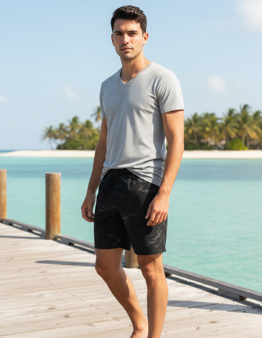 Cerulean Veil Obsidian Men's Swim Trunks