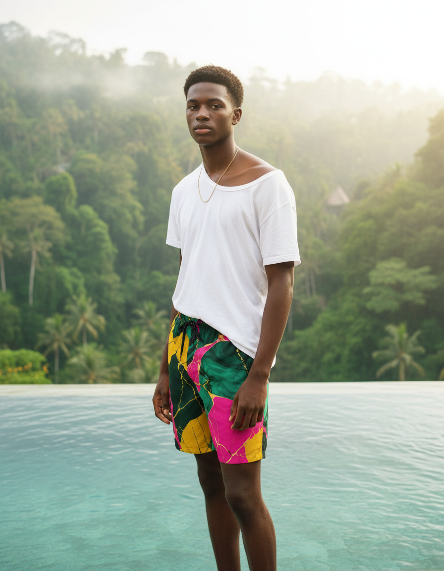 Chiseled Surface Marble Men's Swim Trunks