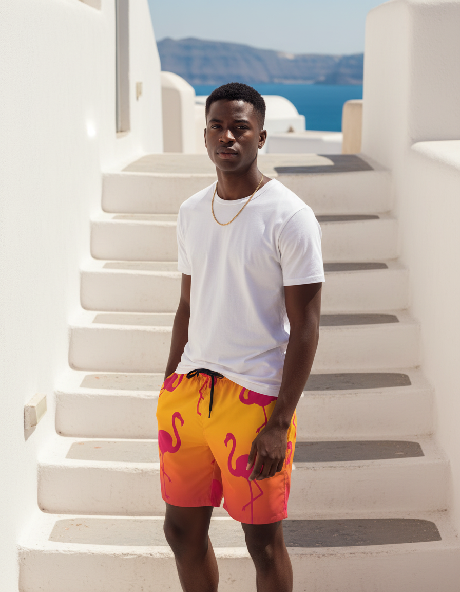 Men's Swim Trunks in Coral