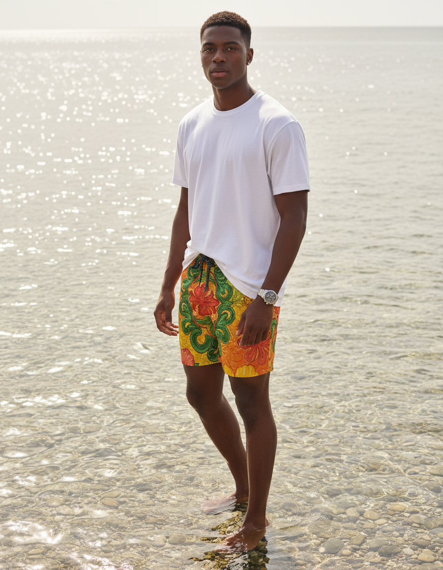 Men's Swim Trunks in Oli