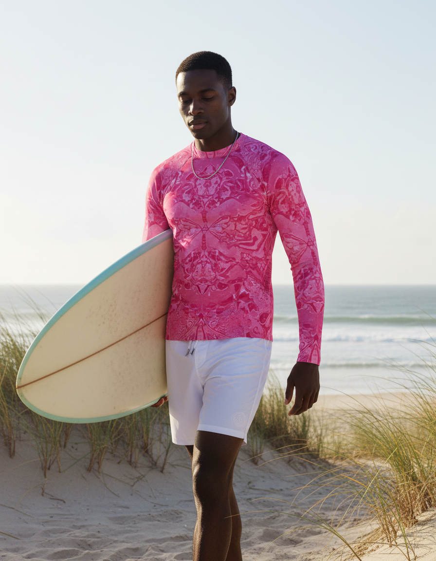 Men's Pink Graphic Patterns rashguard