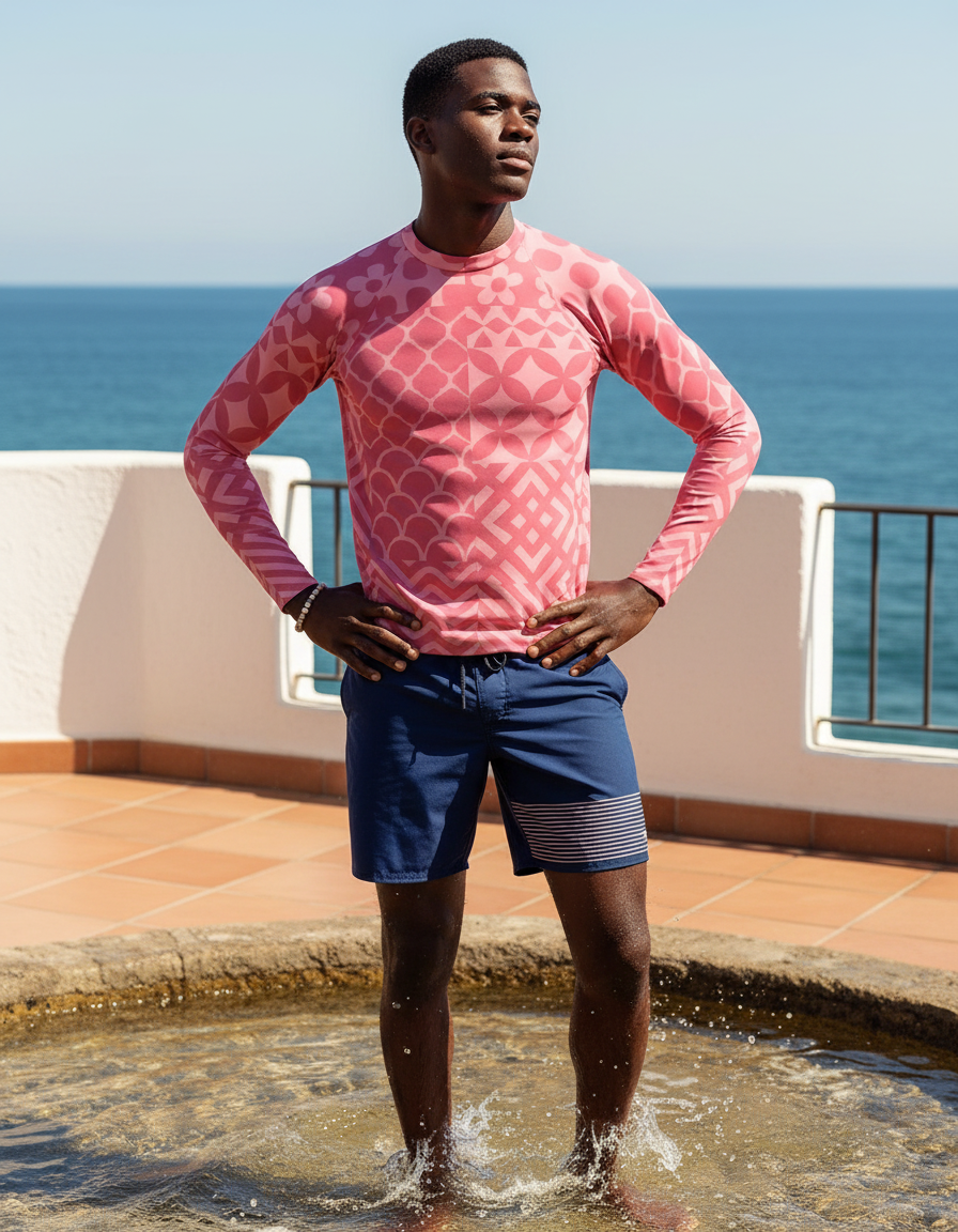 Men's Pink Graphic Patterns rashguard