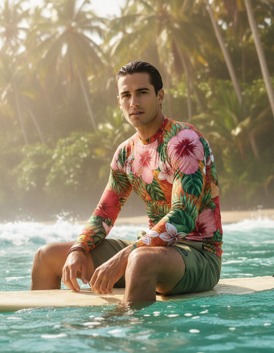 Men's Tropical Hibiscus rashguard