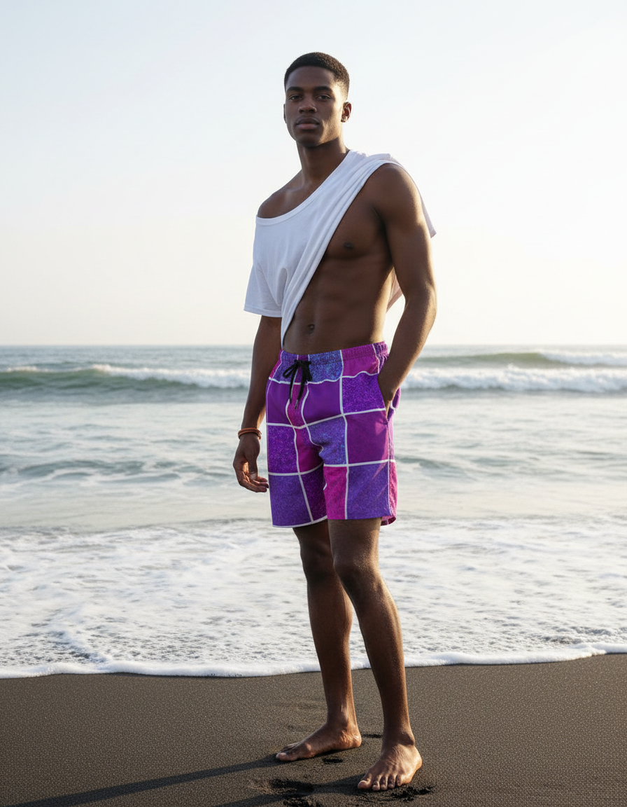 Oceanic Breeze Mosaic Tile Men's Swim Trunks