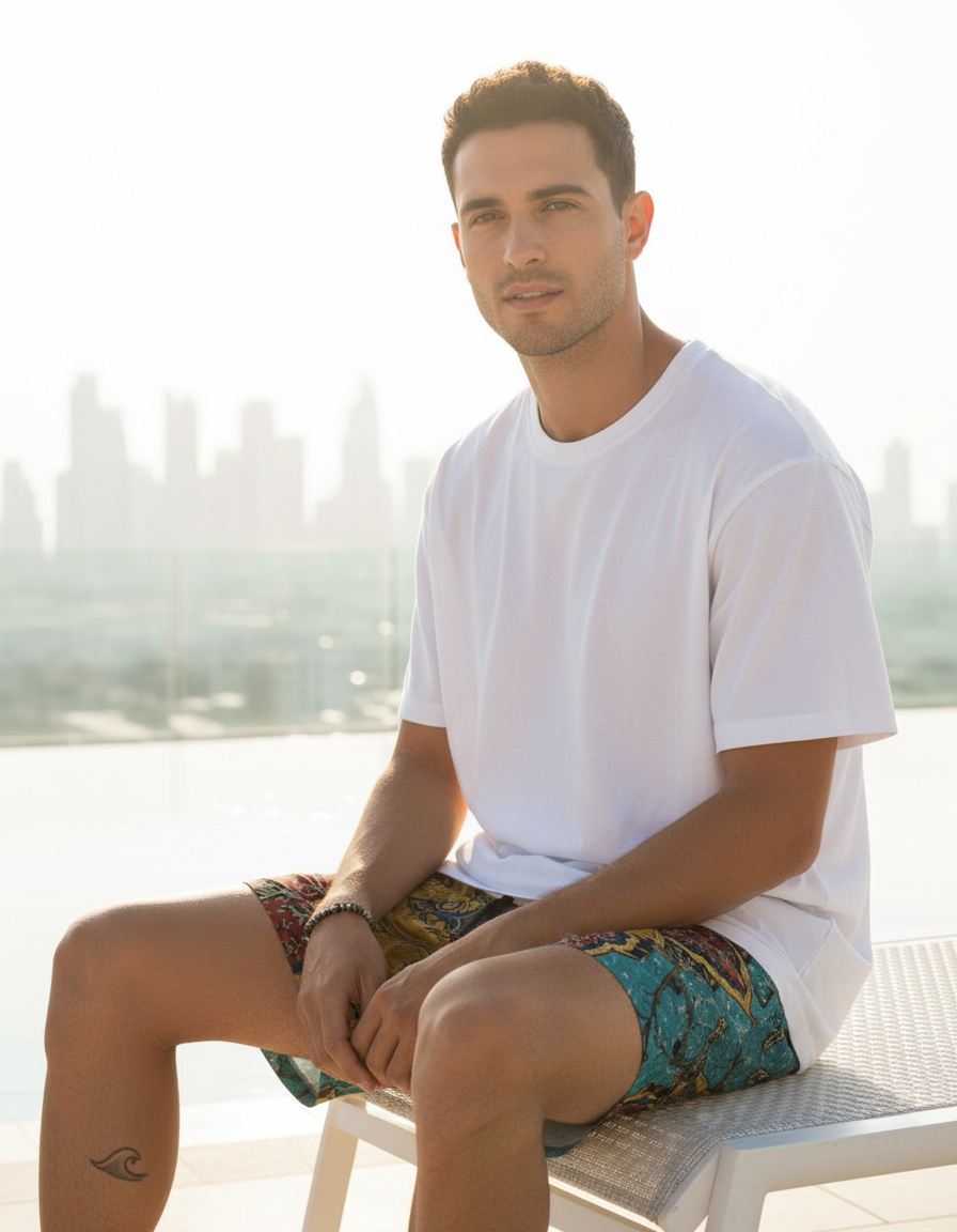 Decorative Waves Ottoman Tile Men's Swim Trunks