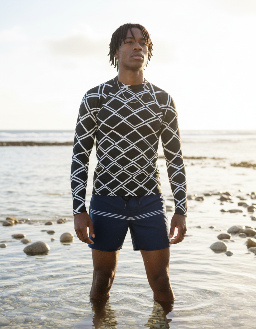 Men's Black and White Patterns rashguard