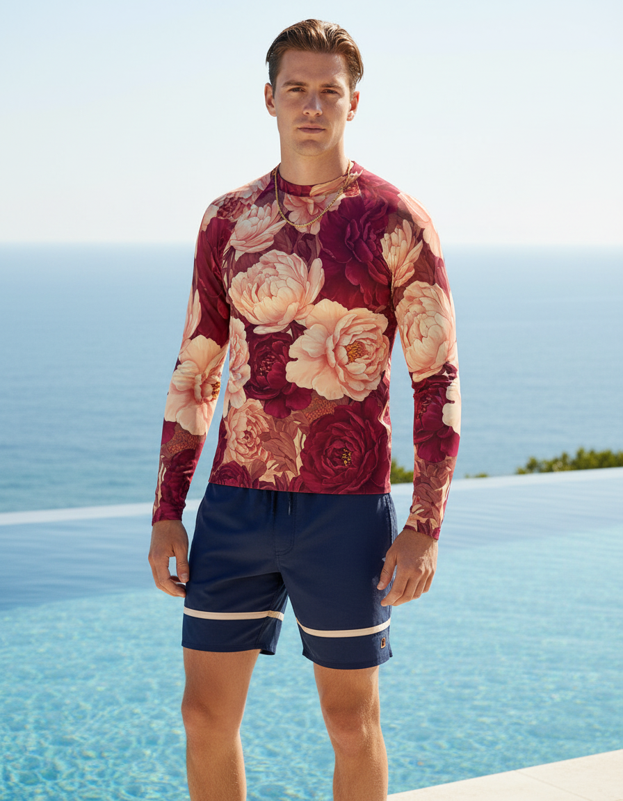 Men's Chinese Peony rashguard
