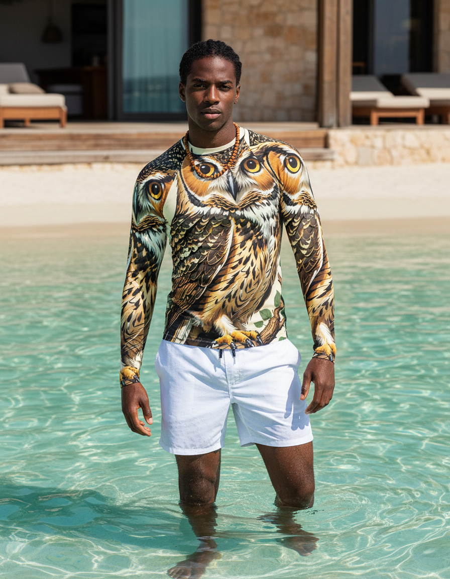 Men's Audubon Owl rashguard