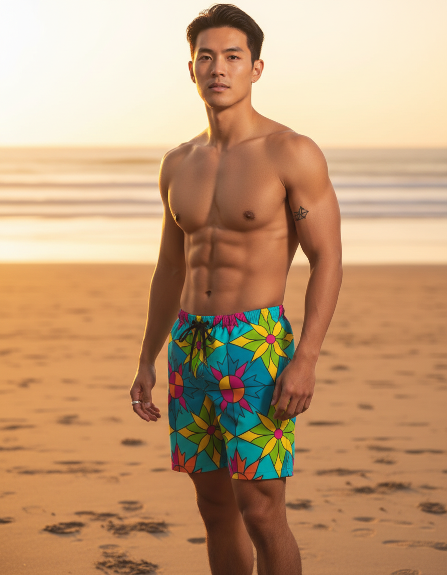 Wavescape Mosaic Tile Men's Swim Trunks