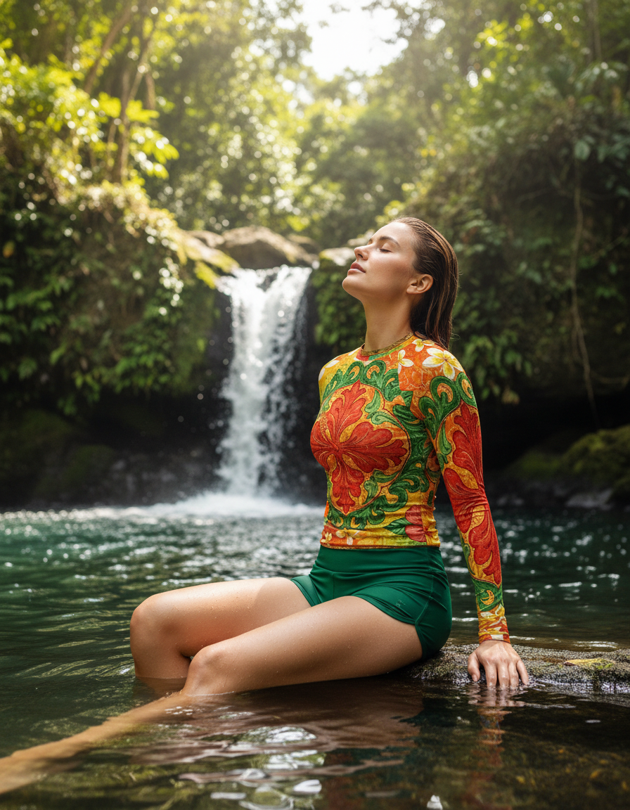 Women's Hawaiian Quilt Pattern rashguard