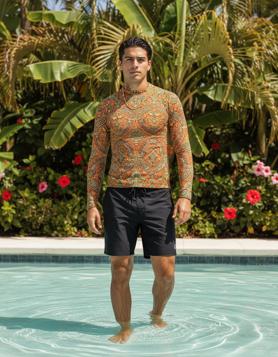 Men's Indian Block Print rashguard