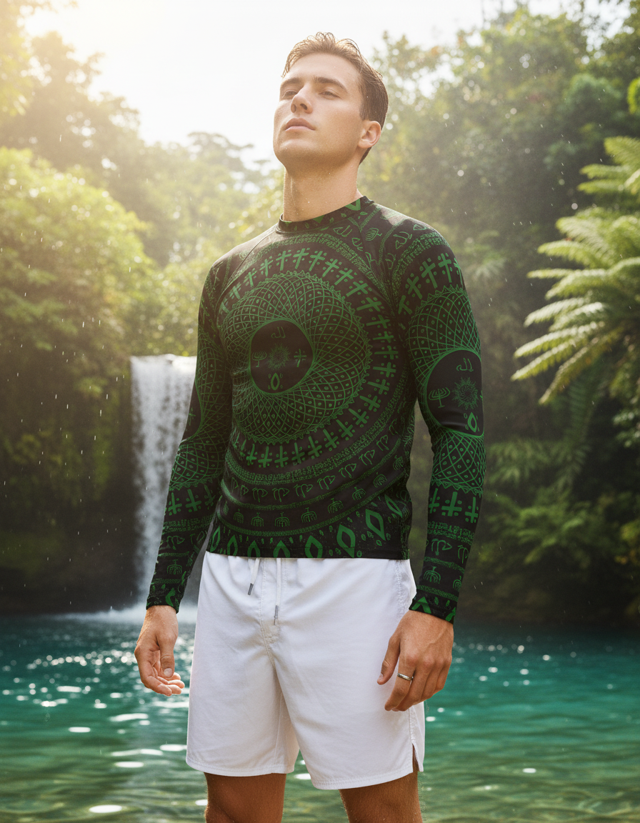 Men's Abrahamic Symbols — Wikimedia (Abrahamic Religion Circular.png) rashguard