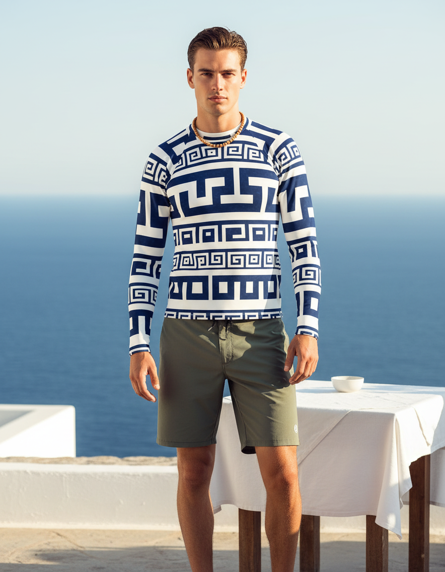 Men's Greek Key rashguard