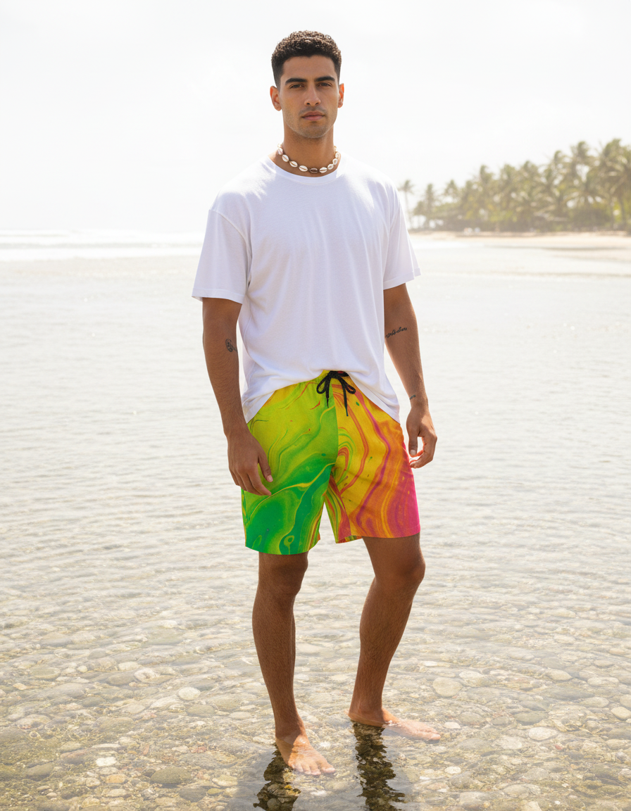 Veined Elegance Marble Men's Swim Trunks