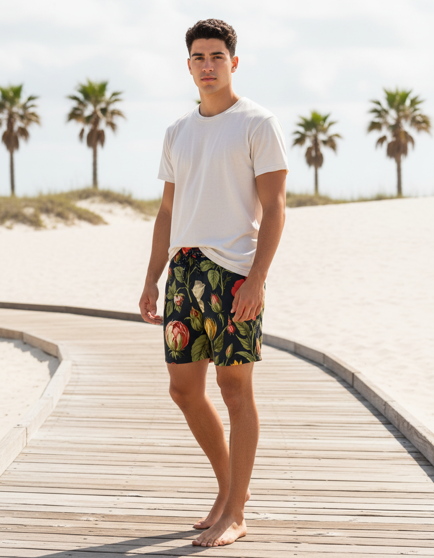 Men's Swim Trunks in Flora