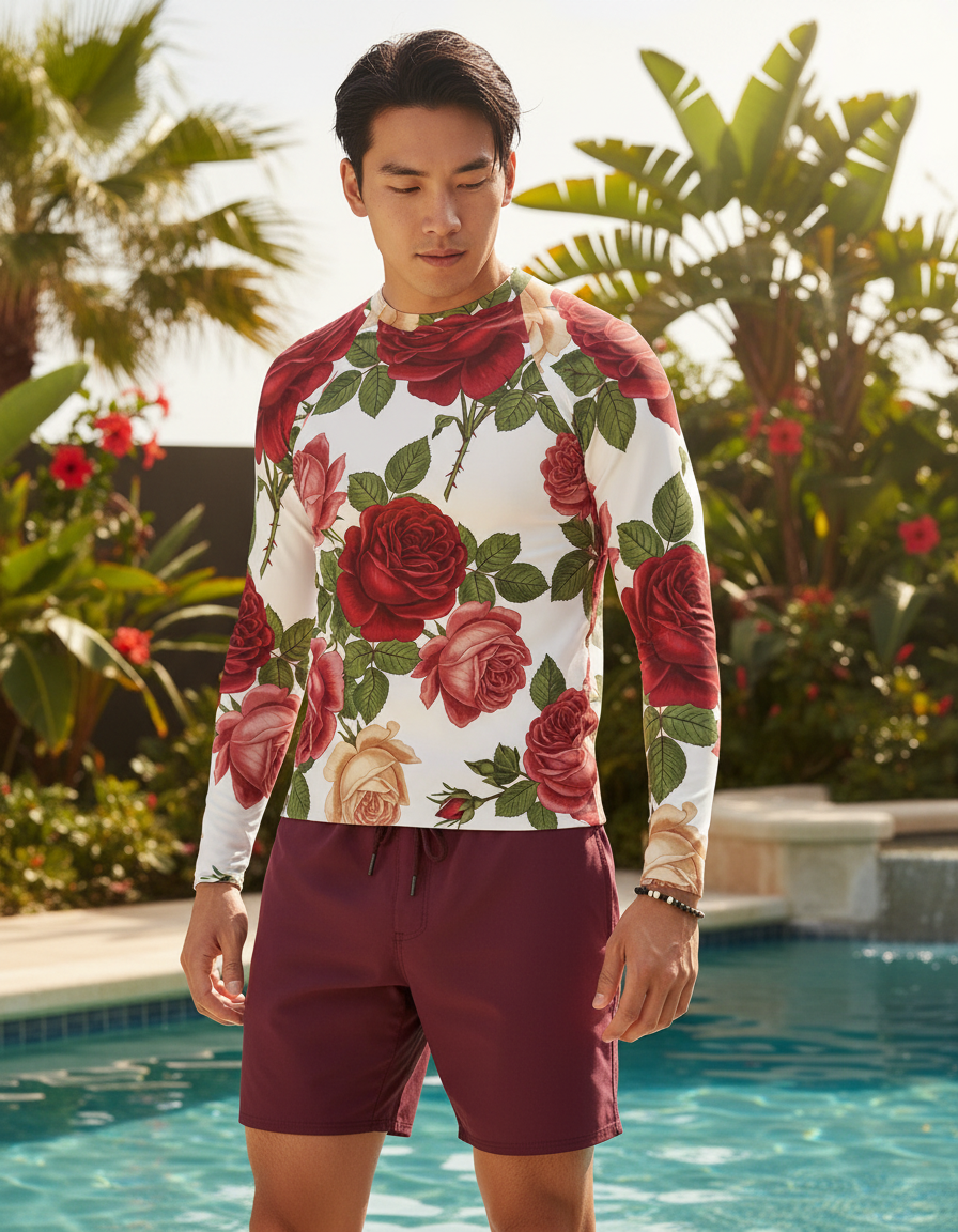 Men's Redoute Rose rashguard