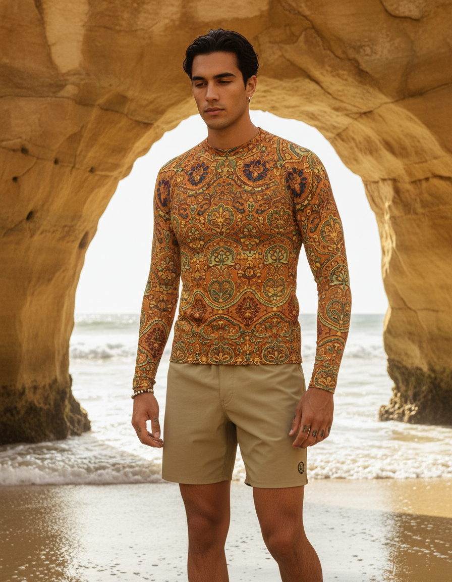 Men's Indian Block Print rashguard