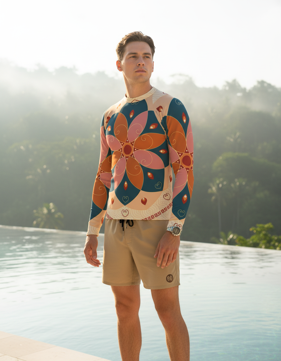 Men's Taiwanese Patterns — Wikimedia (台湾の軒丸瓦紋様212.png) rashguard