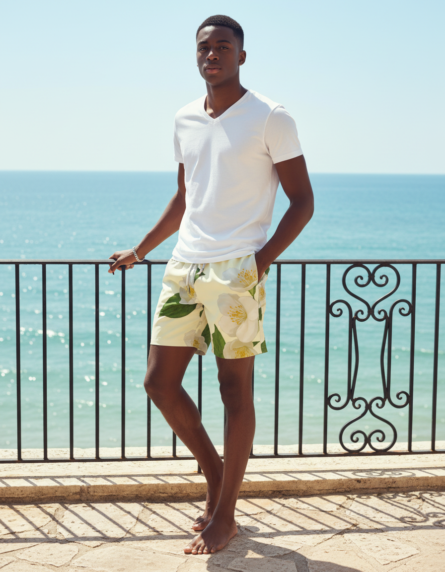 Serenity Wave Jasmine Men's Swim Trunks