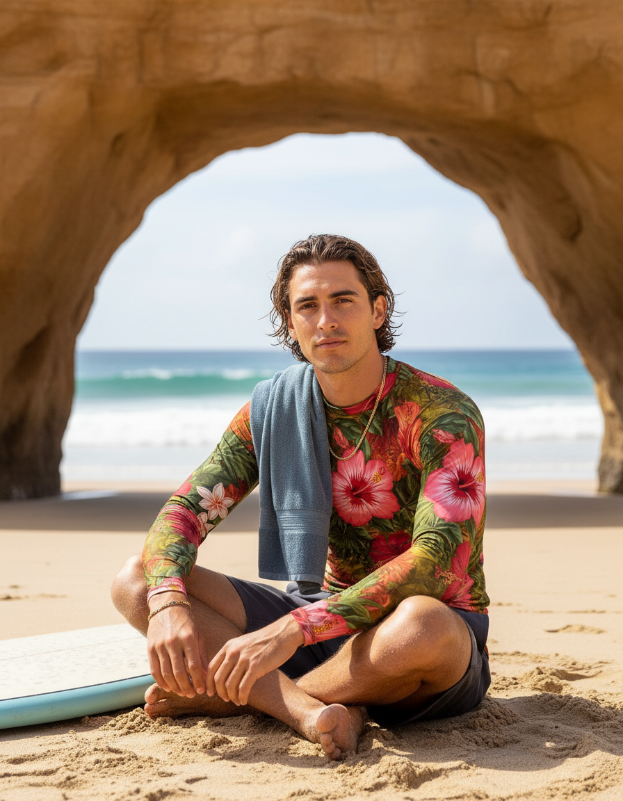 Men's Tropical Hibiscus rashguard