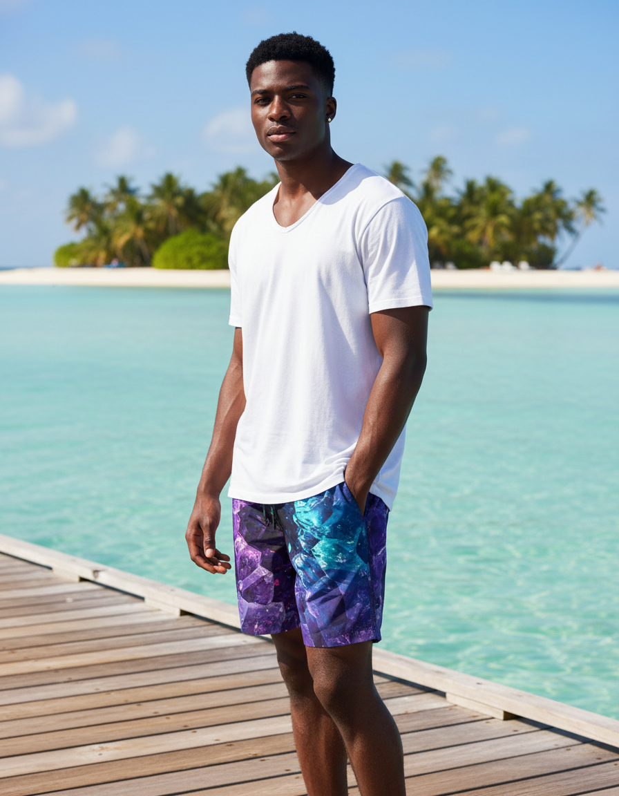 Prismatic Flow Geode Men's Swim Trunks