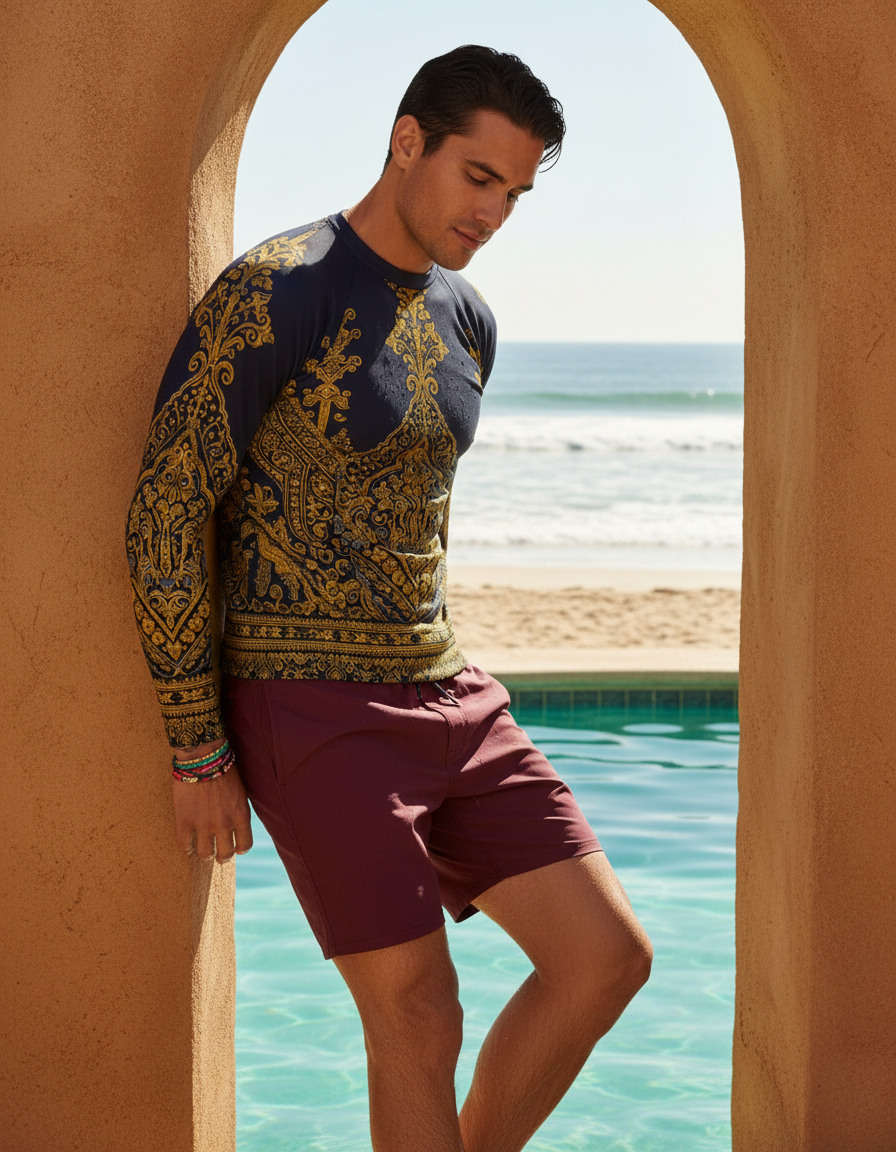 Men's Indonesian Songket rashguard