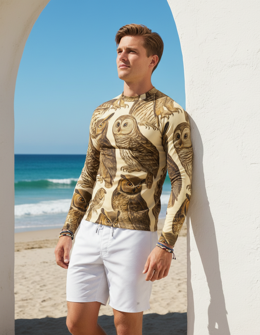 Men's Audubon Owl rashguard