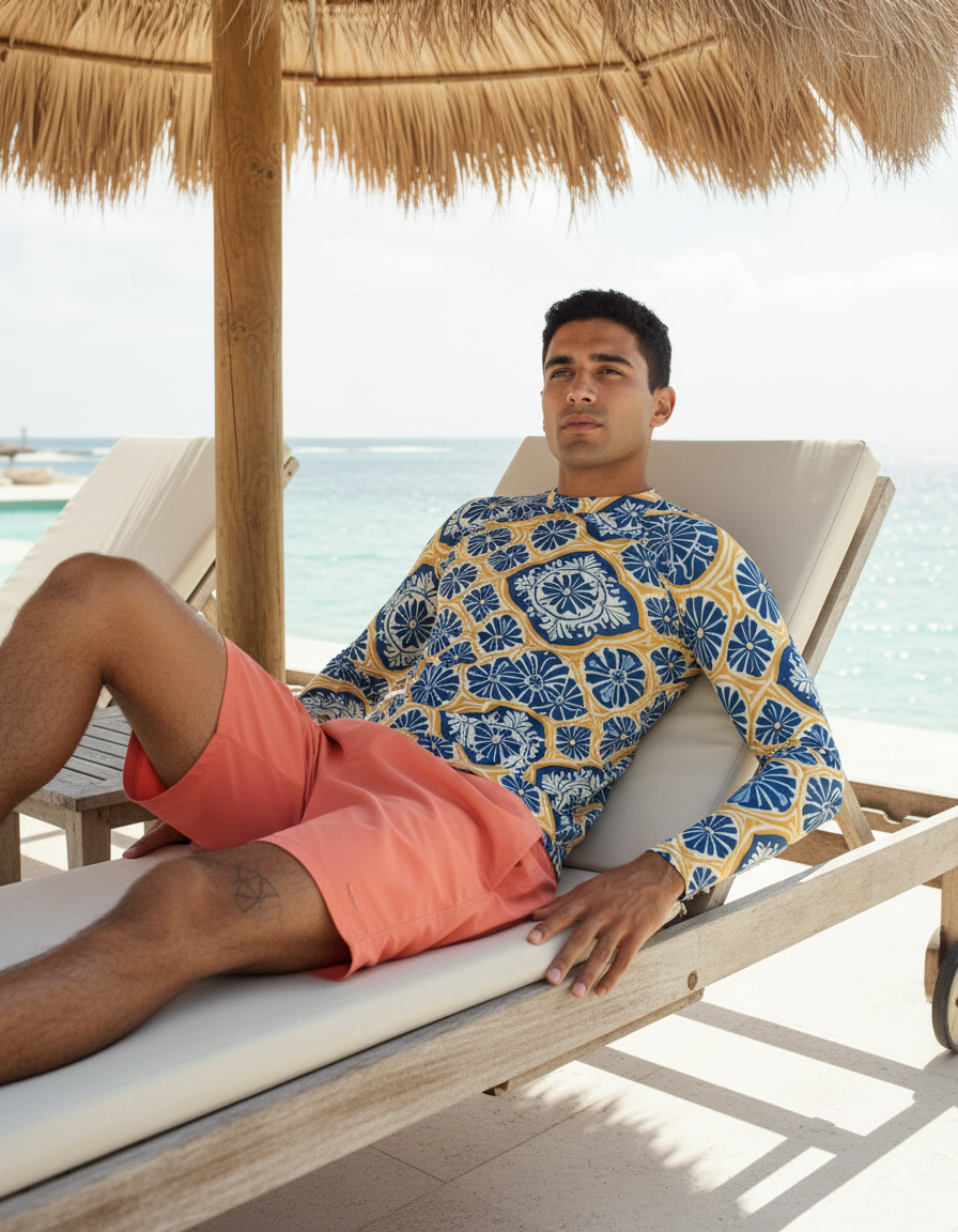 Men's Lisbon-Blue Azulejo rashguard