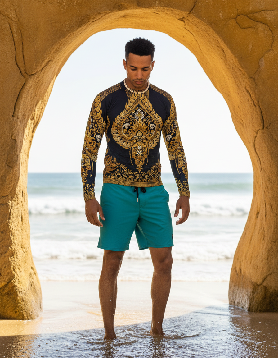 Men's Indonesian Songket rashguard