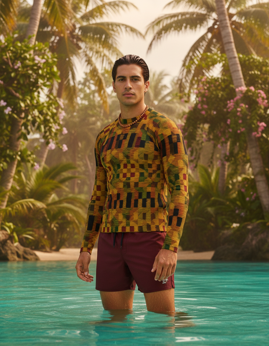 Men's African Kente rashguard
