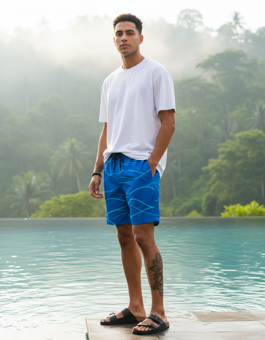 Men's Swim Trunks in Aqua