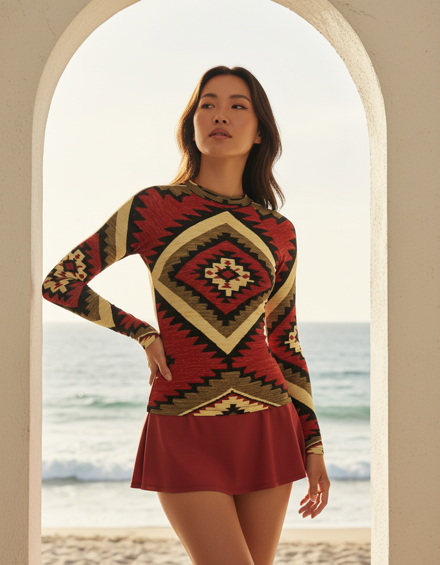 Women's Navajo Weave Pattern rashguard