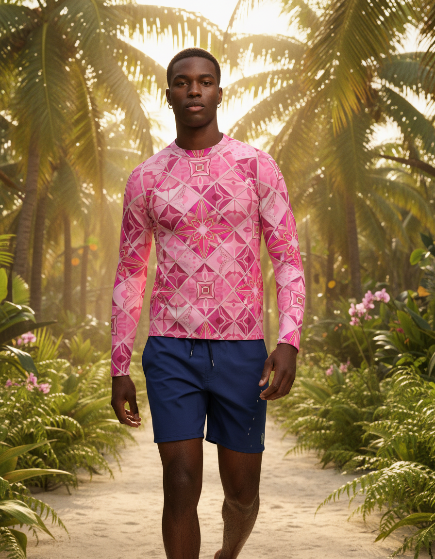Men's Pink Graphic Patterns rashguard