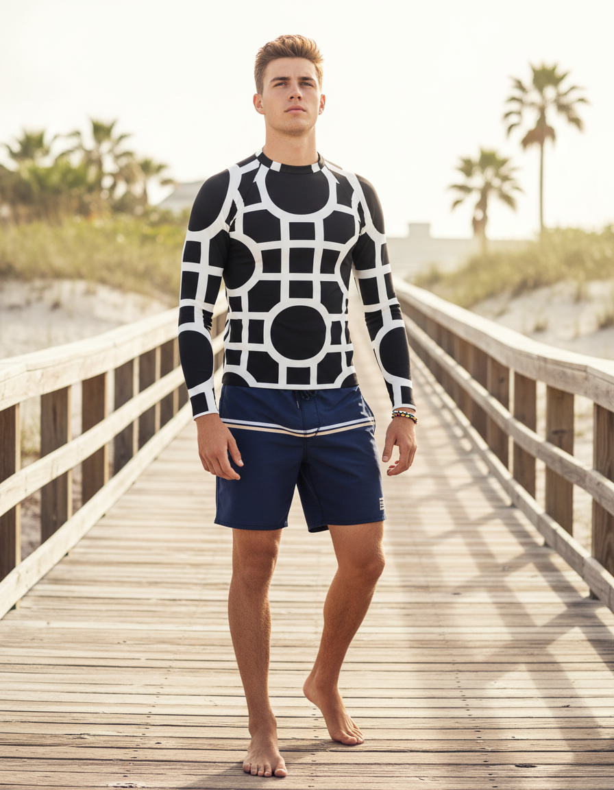 Men's Black and White Patterns rashguard