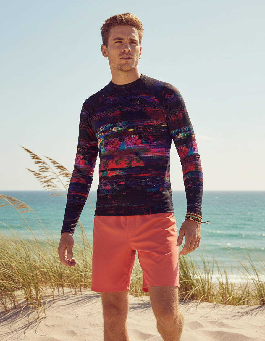 Men's Glitch Art rashguard