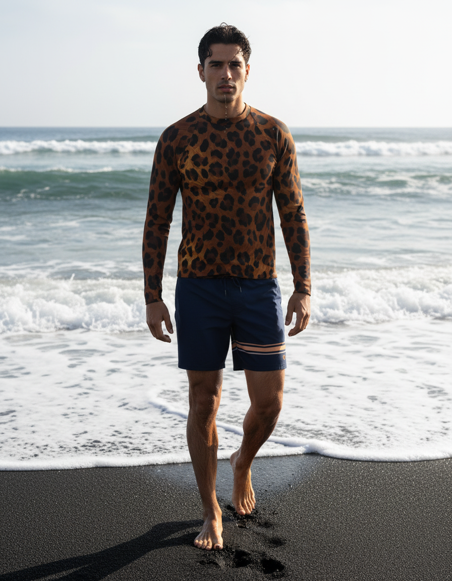 Men's Leopard Print rashguard