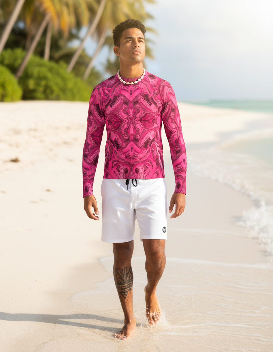 Men's Pink Graphic Patterns rashguard