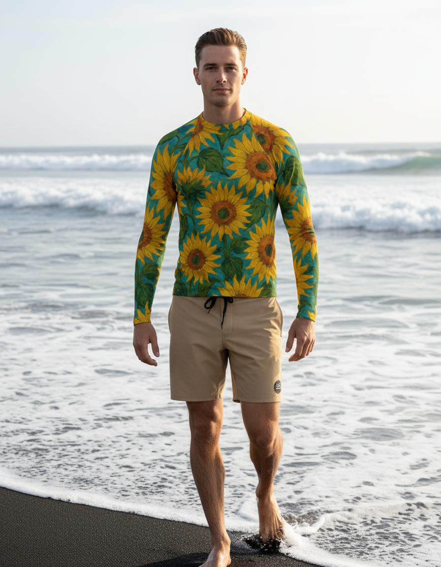 Men's Van Gogh Sunflower rashguard