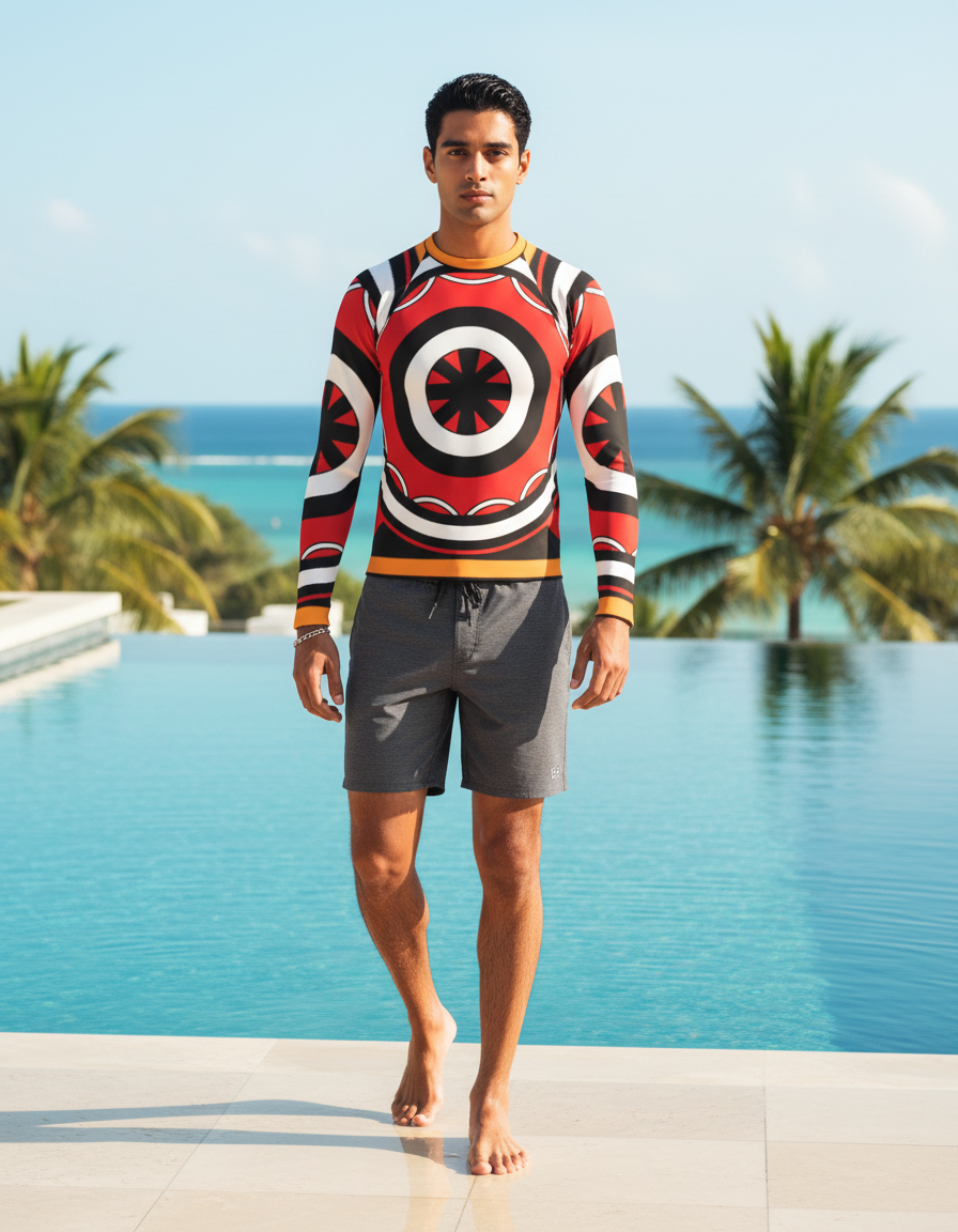 Men's Torajan Patterns — Wikimedia (Torajan pattern - pa'barre allo.png) rashguard