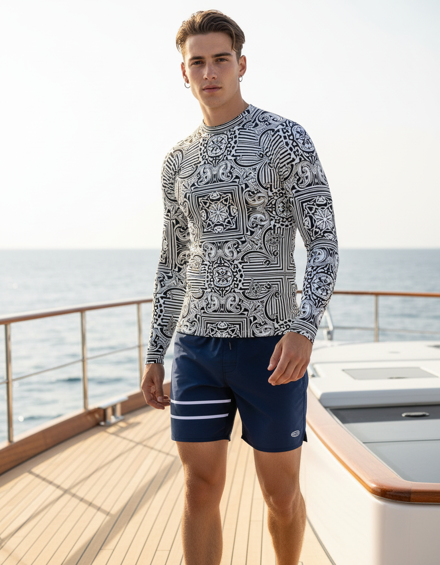 Men's Black and White Patterns rashguard