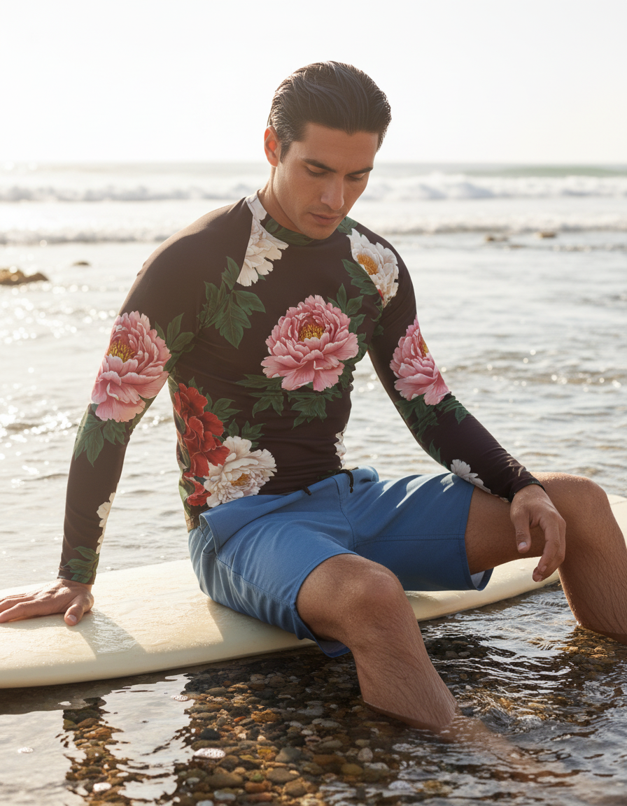 Men's Chinese Peony rashguard