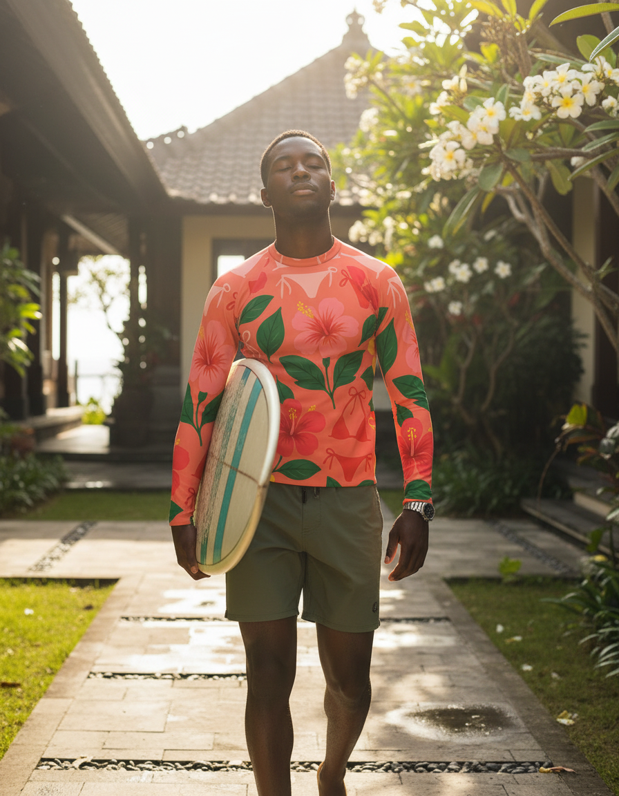 Men's Tropical Hibiscus rashguard