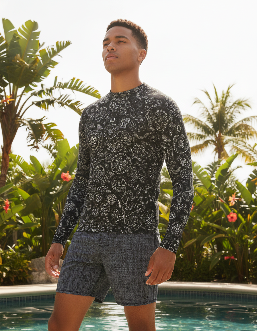 Men's Black and White Patterns rashguard
