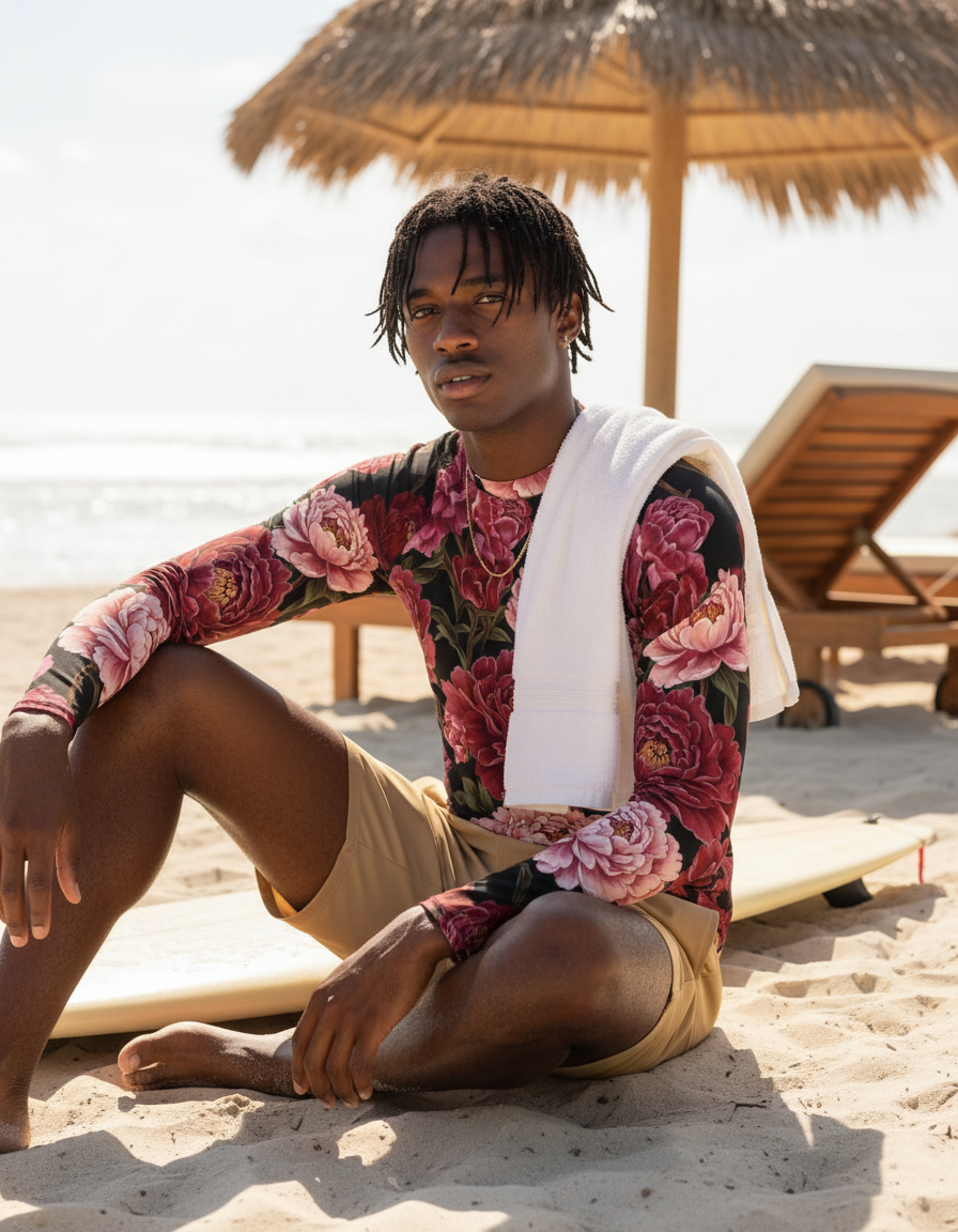 Men's Chinese Peony rashguard