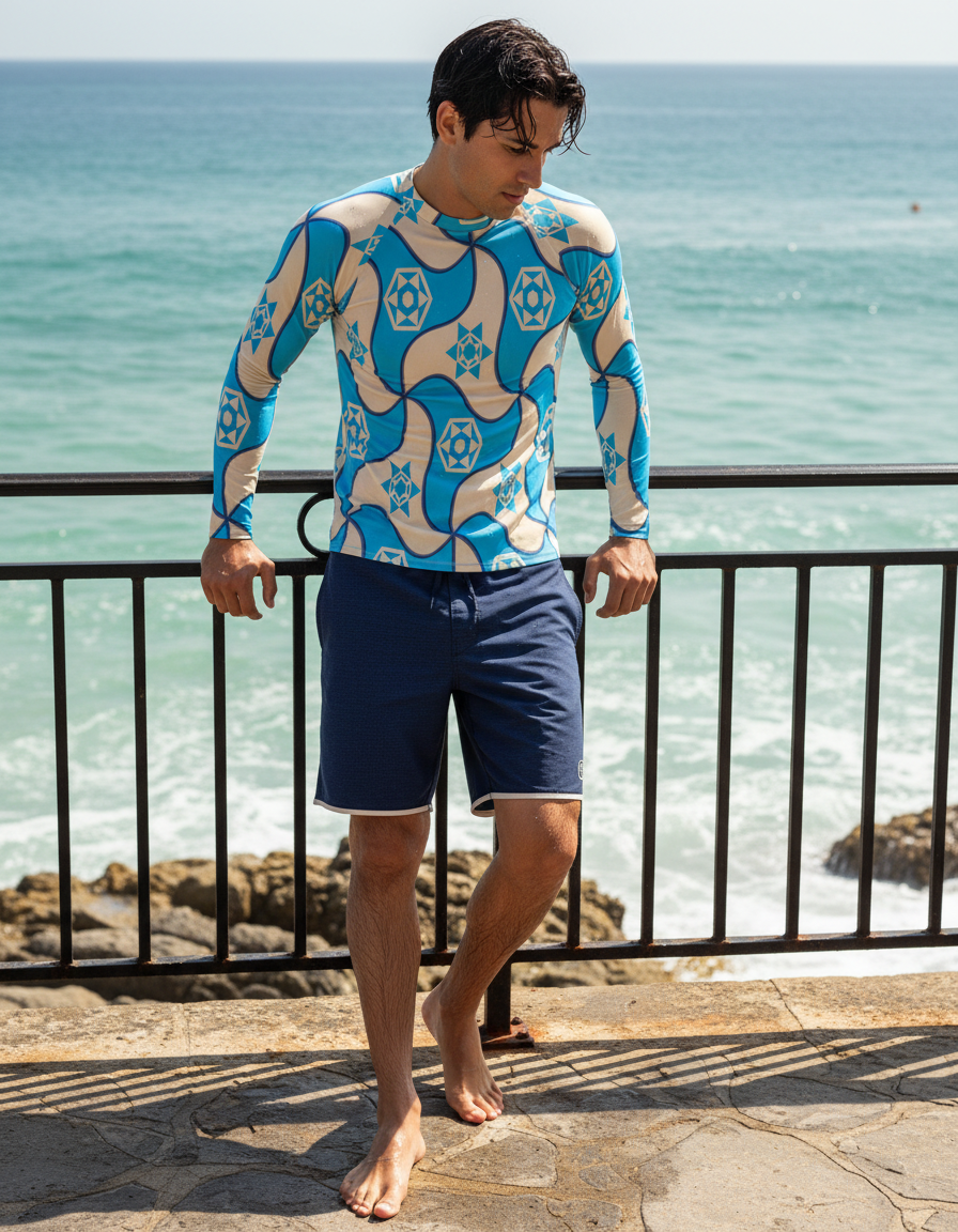 Men's Alhambra Patterns — Wikimedia (A variation on a tiling in the Alhambra of Spain.svg) rashguard