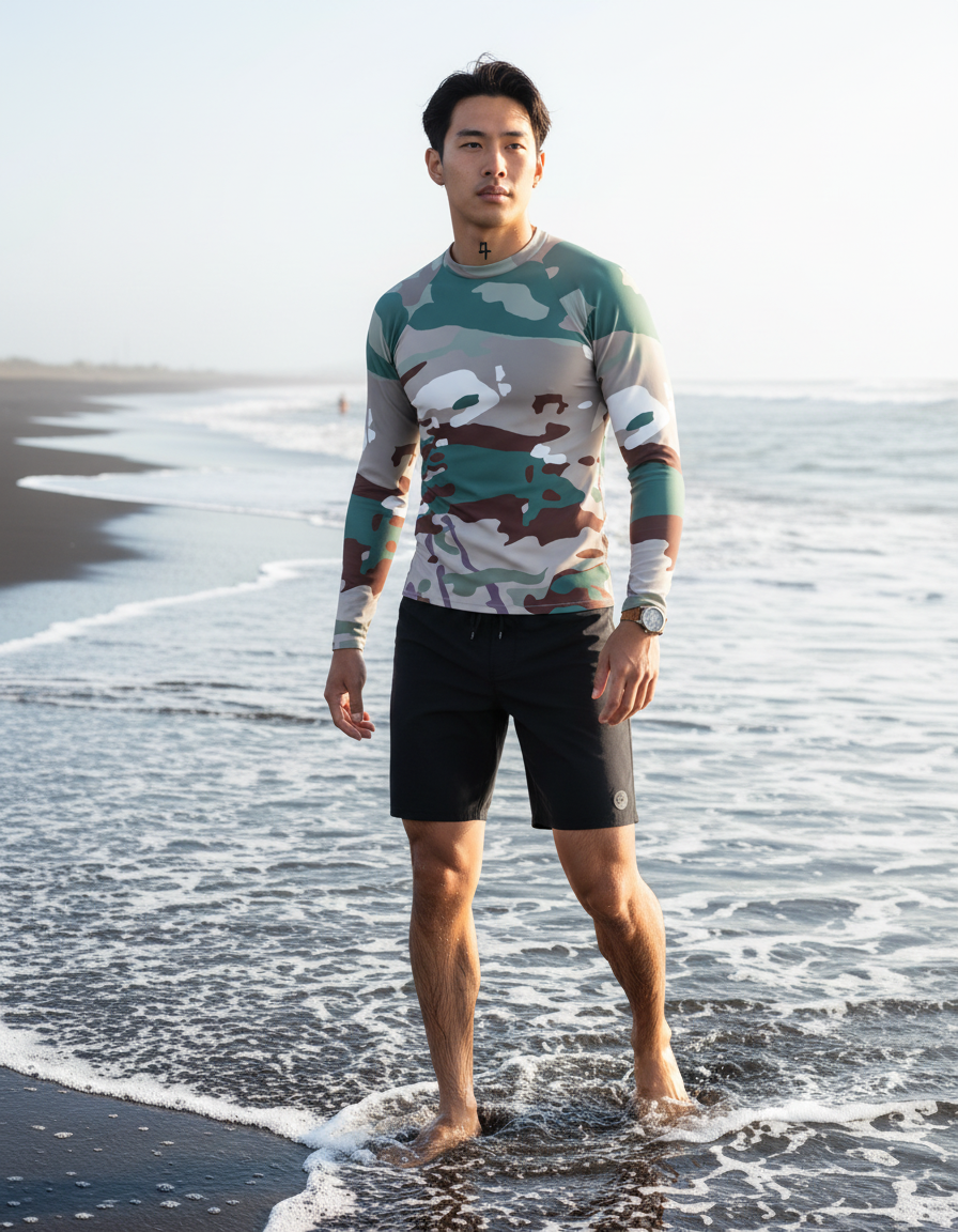 Men's Military Camouflage Patterns — Wikimedia (Bariolage multi-environnement pattern.svg) rashguard